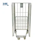 3-sided logistics foldable cargo storage equipment folding factory direct large metal roll container