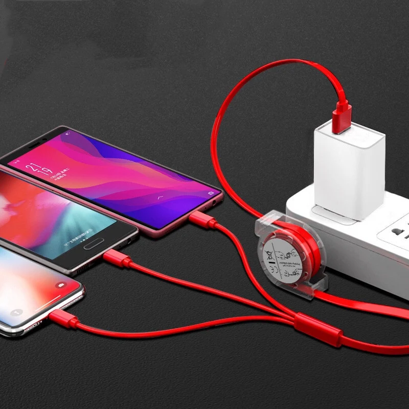 Mobile Phone 3 in 1 USB Cable With Micro USB Type C Charging Connector For Lightning iOS Android Phone Charger - ANKUX.COM