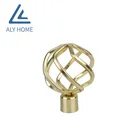 Metal Finial Aluminum Plain Curtain Rod Set with Cage for Window