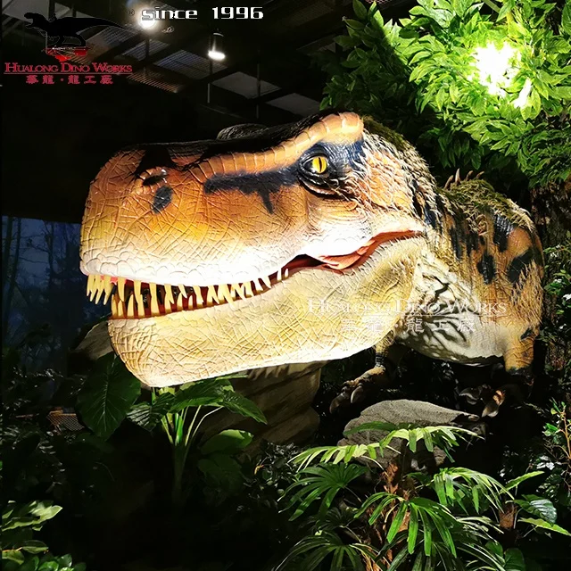 Indoor Parque Animatronic Dinossauro T-rex Cabeça Montado Na Parede