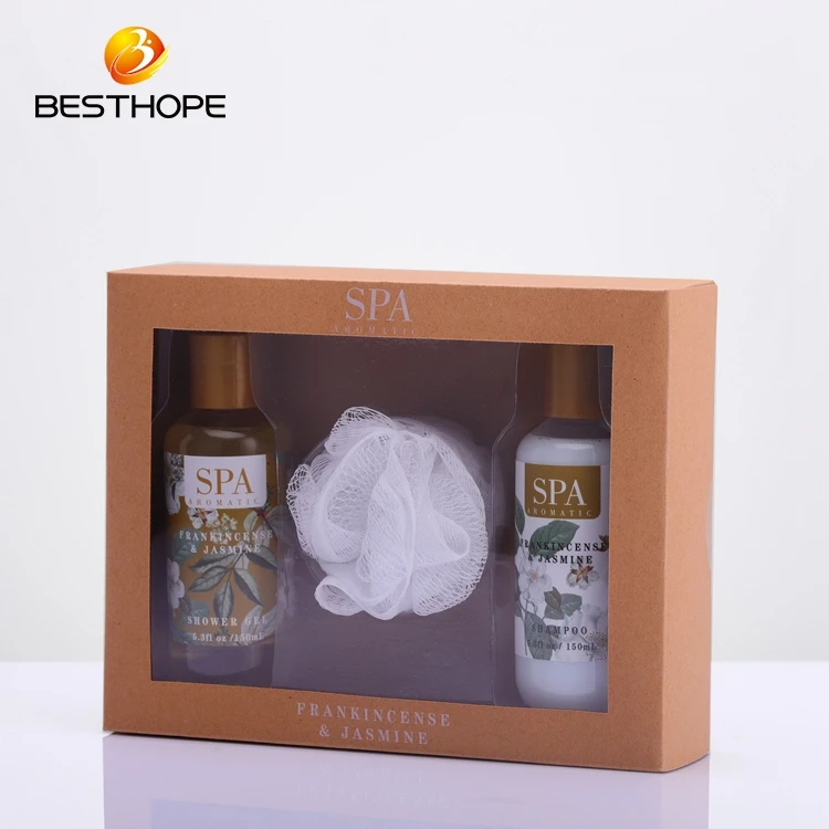 custom design flowers shower gel and shampoo spa bath gift set