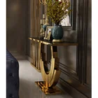Gold Leaf Top Mid Century Modern Style Console Table