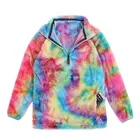 Factory Winter Women Sweater Knitted Rainbow Tie Dye Sherpa Pullover For Ladies