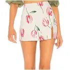 2019 Fashion Wear Print Flower Split Mini Skirt Casual Skirts