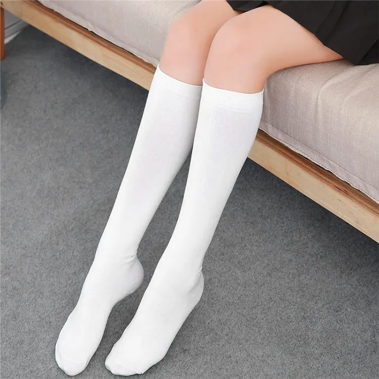 Custom knee high socks for women and school girls solid color knee high long socks