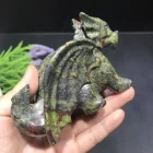 Natural crystal quartz folk handcarving crystal flying dragon blood stone animal crafts for home decoration