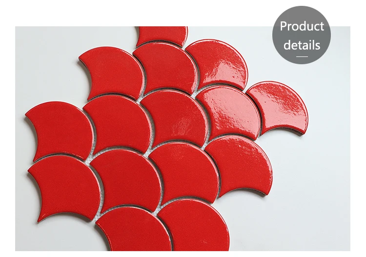 Màu Đỏ Gạch Thiết Kế Fan Shape Backsplashes Trang Trí Nội Thất Sứ Mosaic