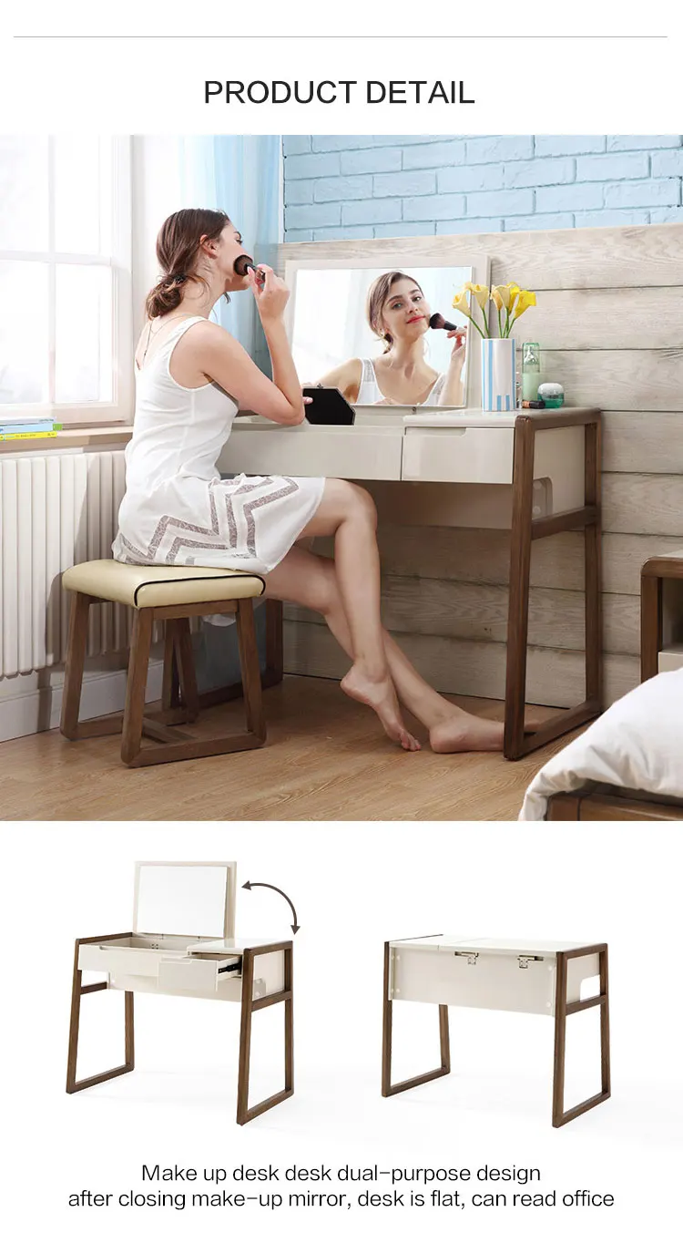 French Nordic Multifunction Small Corner Bedroom Makeup Tall 6 Drawers White Mirrored Dresser With Mirror