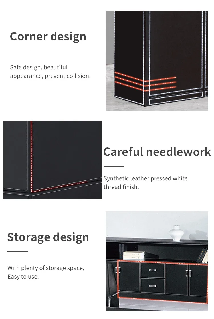 Pengpai Hot Sale Filing Multi Drawers Cabinet Leather Wooden Office Bookcase With