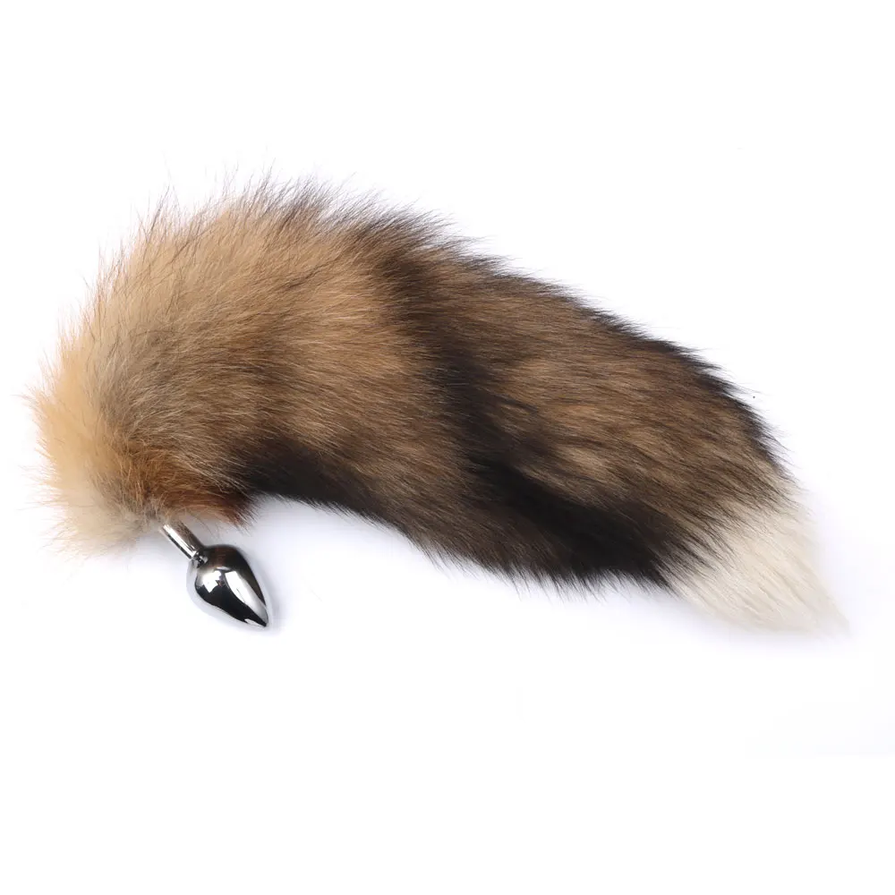 three colors butt big ass toy fox tail anal plug for couple