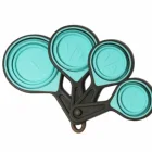 Wholesale Home&kitchen gadgets 4pcs foldable detachable blue silicone with plastic handle measuring cups