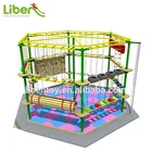Indoor adventure playground with netting wooden balance system for sale