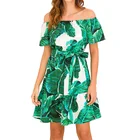Ruffle Dress Women Off The Shoulder Beach Style Printed Casual Dresses