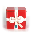 Custom Printed Antique Empty Cookie Biscuit Tin Container Christmas Gift Box Packaging Rectangular Metal Tin Box