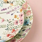 Custom Ceramic Platter Hand Painted Flower Design Porcelain Plate Dinner Sets
