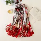 Hot Sale Spring Autumn 180 X 90Cm Multi-Color New Silk Satin Shawl Scarf Women Silk 2019 Neck Scarf