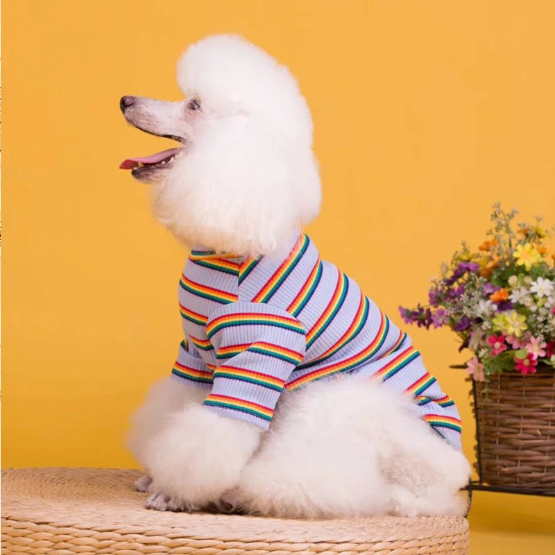 High Quality Pet Clothes Dog T-shirt For Autumn New Korea Best Selling Striped Dog Clothes Pet T-Shirt Puppy Clothes Wholesale