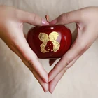 Craft Handmade Relief Carving Hollow Carving Intagliated Custom Personalized Engraved Eco Friendly Wood Craft Red Apple