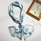 Silk Machine Triangle Stitch Blue Custom Printed Satin Scarves