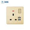 China suppliers electrical newest 13A 3 pin 1 gang 2 usb ports wall switch and socket