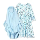 super september kids fashionable printed long lotus flare sleeve muslim Hijab dresses shawl abaya for girls
