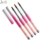 Jiexia New Gradient Color Flat Oval Angled Shape Acrylic Polygel UV Gel Brushes for Nails