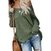 2019 New Arrivals Long Sleeve Casual Loose Plain Knitted Sweater Deep V Neck Off Shoulder Women Sweater