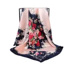 Wholesale Custom Printed Logo Digital Printing Twill Women Ladies Scarves Head Wrap Square Satin Silk Scarf