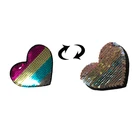 Custom Design two side reversible sequin patches love heart sequin embroidered patch for clothing