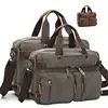 Mens Multifunction Waxed Canvas Backpack Convertible BookBag Rucksack Laptop Messenger Briefcase Bag