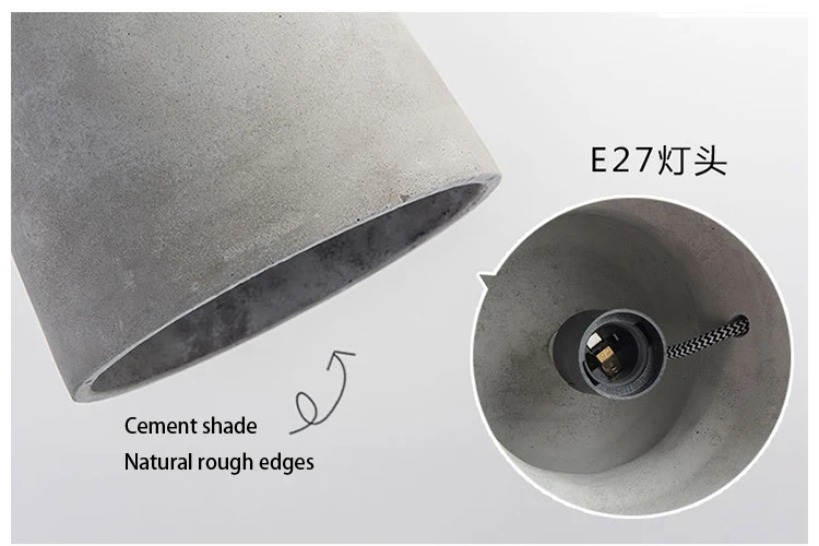 Cement industrial loft concrete chandelier bar modern pendant light