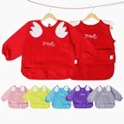 POPOMI cotton pul waterproof baby long sleeve bibs with long sleeves