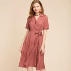 2019 Zdorzi new fashion elegance women dress short dress v-neck solid color knee length casual dress ladies