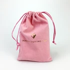Custom logo drawstring satin lined gift bag small velvet jewelry pouch for perfume bottle
