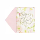 High Quality Floral Mother's Day Cards with Paper Rose, Gold Foil Embossed Customized Greeting Cards