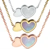 18 kt rose white gold Love heart crossed Personality Stainless steel fashion necklace chain shell pendant charms jewelry