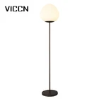 High quality modern luxury decoration hotel home black base white acrylic ball led floor lamp