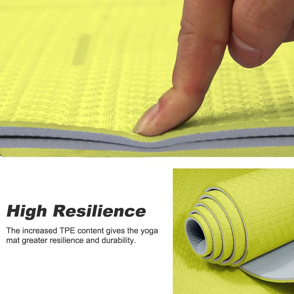 लाइट पर्पल कस्टम नॉन स्लिप पिलेट्स इको फ्रेंडली टीपीई योगा मैट फोल्डेबल विथ ट्रैवल बैग 5