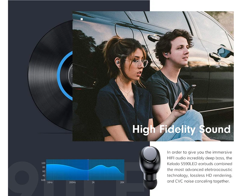 Bluetooth Wireless Headphones S590 TWS Earbuds Digital LED Power Display Waterproof Stereo Sports Earphones - ANKUX.COM