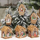 Gift New Christmas Gift Decorations Wooden House Children's Handmade DIY Tree Cabin