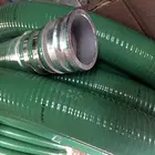 heavy duty wall thickness pvc Green suction hose flat cover fitted with coupling for drain
