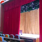 OEM Cheap decoration red fireproof velvet theater stage blackout curtain
