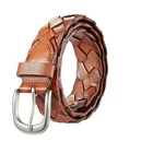 100% Genuine leather belt Braided Elastic Stretch Leather Belt Braided belt
