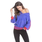 Striped Long Sleeves V-collar Perspective Loose Thin Knitted Shirt Top