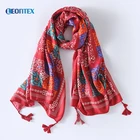Red latest polyester custom printed bulk scarf shawl color summer