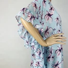 Hot fashion ruffle edge print shawl soft and breathe chiffon casual cardigan womens kimono