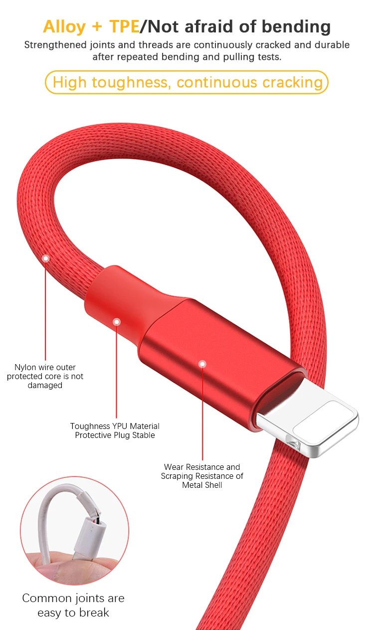 1 M 3 In 1 Cell Phone Cable Nylon Braided Charger With Multiple Connectors Charger USB Data Line - ANKUX.COM