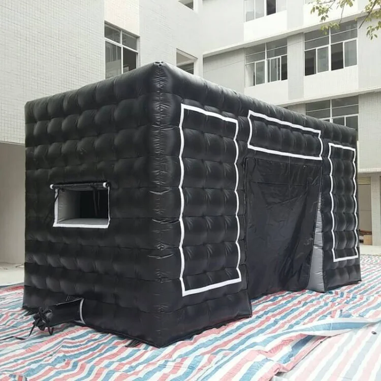 Commercial Black Portable Inflatable Tube Kiosk Blow up Booth Inflatable Cube Party Tent