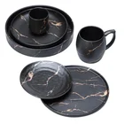 Themed Restaurant Chef's Favorite Elegant Ceramic Plate Customized Gold Marble White Porcelain Dessert Plate