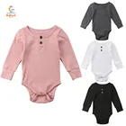 Baby Cotton Romper Colortex Wholesale Infant Baby 100% Organic Cotton Ribbed Footed Zipper Romper